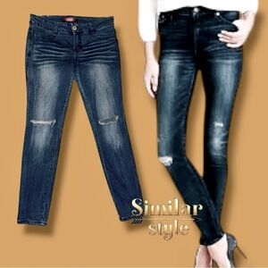 Almost Famous Premium Jeans Skinny Distressed Streetwear Baddie Junior’s Size 7